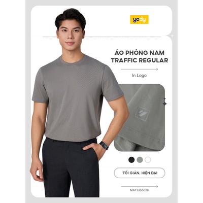 Áo phông nam YODY cộc tay cổ tròn mềm mại, giữ form thấm hút mồ hôi MCTS26S058