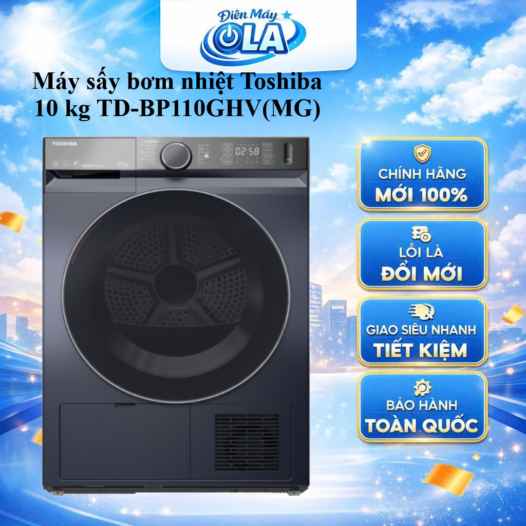 (TOÀN QUỐC) - TD-BP110GHV(MG) - Máy sấy bơm nhiệt Toshiba 10 kg TD-BP110GHV(MG)