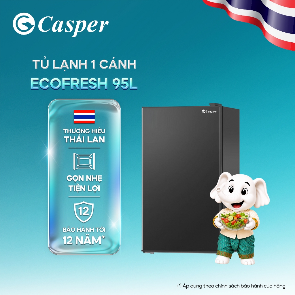 Tủ lạnh mini Casper một cửa 95L RO-E95PGR (Có đóng tuyết) - Bảo hành 2 năm