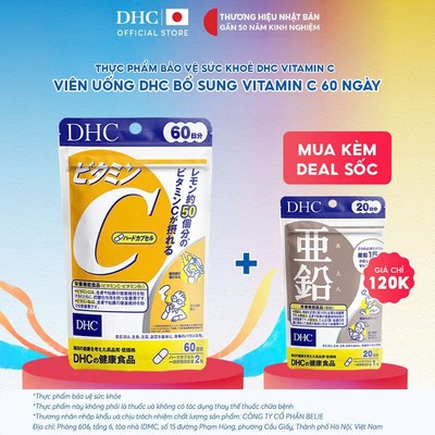 Viên uống DHC Vitamin C (60 Ngày) - Thực phẩm bảo vệ sức khoẻ DHC VITAMIN C HARD CAPSULE
