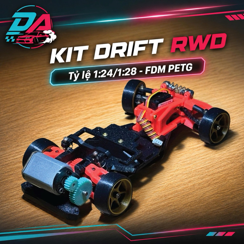 (ĐỌC KỸ MÔ TẢ) KIT DRIFT RWD - Tỷ lệ 1:24/1:28 - FDM PETG