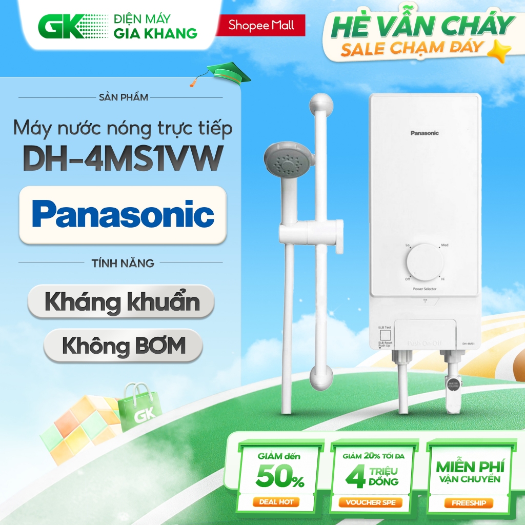 DH-4MS1VW - Máy Nước Nóng Trực Tiếp Panasonic 4500W DH-4MS1VW - Không Bơm [Freeship HCM]