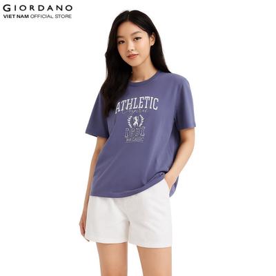 GIORDANO Áo Thun Nữ Ngắn Tay In Hình Women's New Preppy Boyfriend Fit Printed Tee 5395232-38
