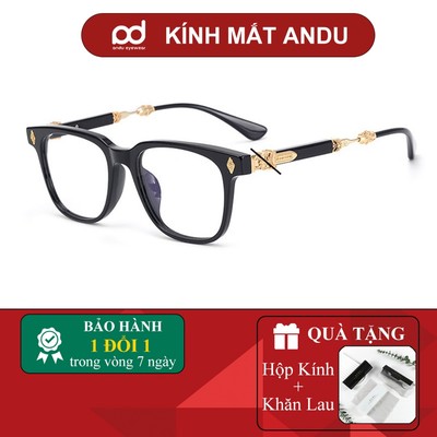 Gọng kính cận thời trang nam nữ ANDU hoạ tiết cổ điển dáng vuông nhựa cao cấp - 2272