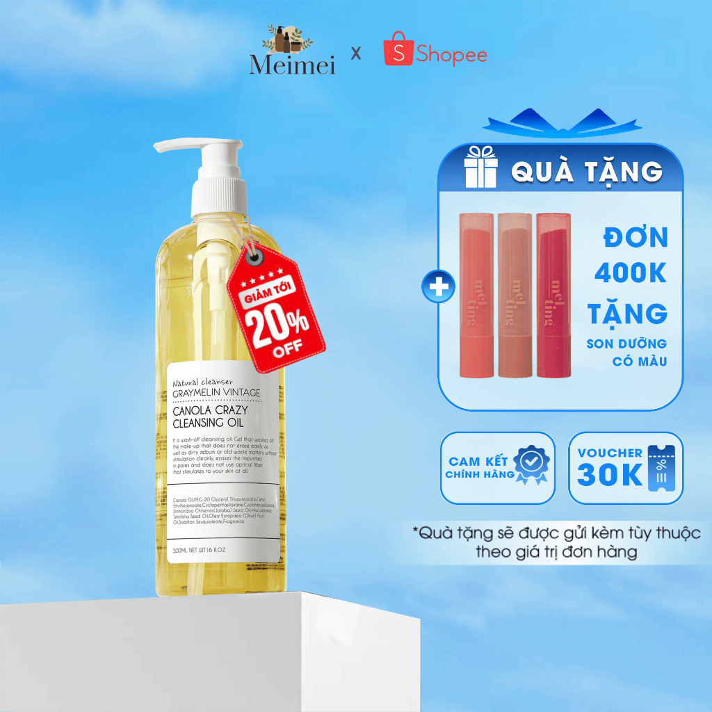 Dầu Tẩy Trang Hoa Cải Graymelin Canola Cleansing Oil