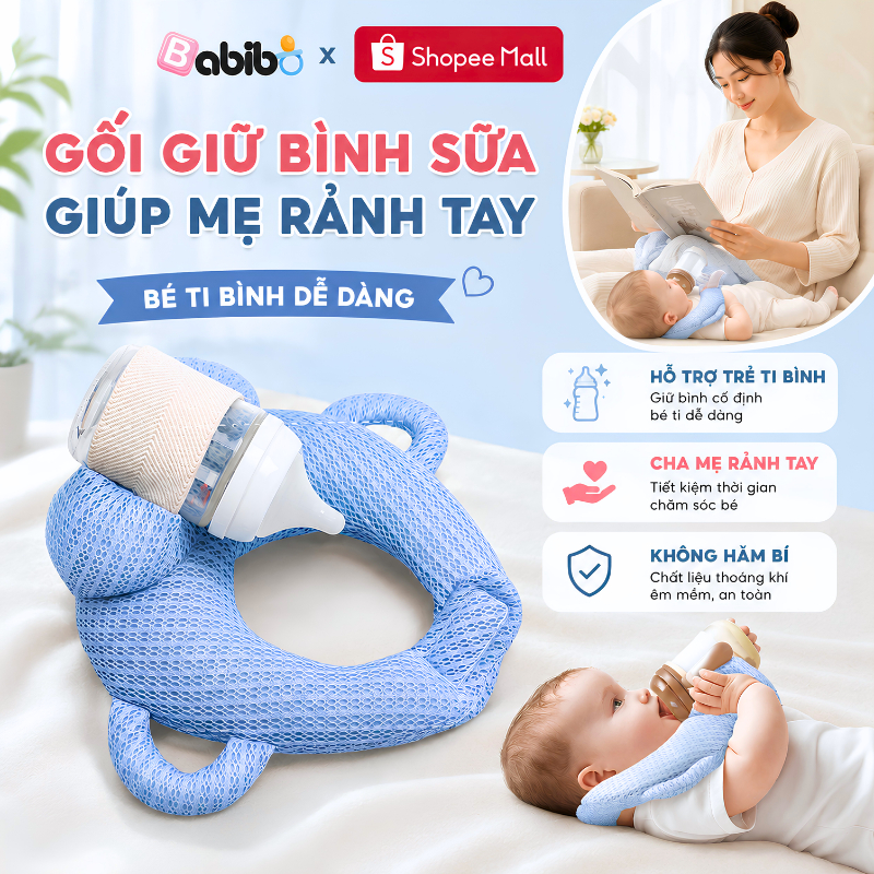 Gối đỡ bình sữa BABIBO – Bé tự bú an toàn, giúp mẹ rảnh tay, hỗ trợ chăm sóc bé dễ dàng