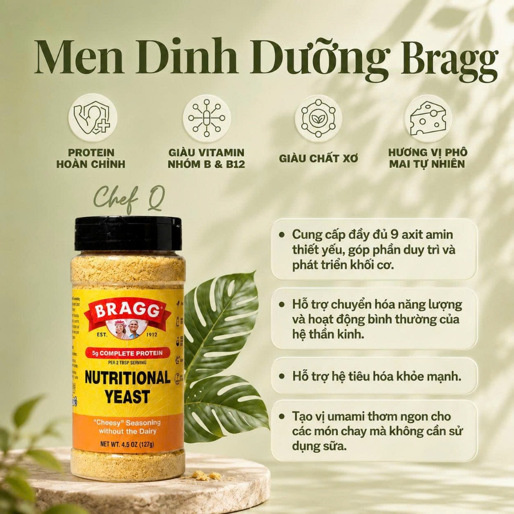 [Có sẵn] [Ảnh thật] MEN DINH DƯỠNG NUTRITIONAL YEAST 127g - BRAGG MĨ