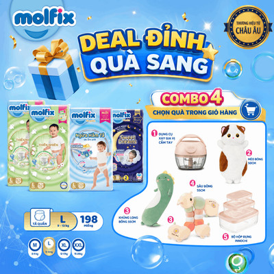 [Chọn QUÀ trong giỏ] Combo 4 - Mix 2 gói Tã quần Molfix Thiên Nhiên Super Jumbo + 1 Oxy Super Jumbo + 1 Tã Sweet Dreams