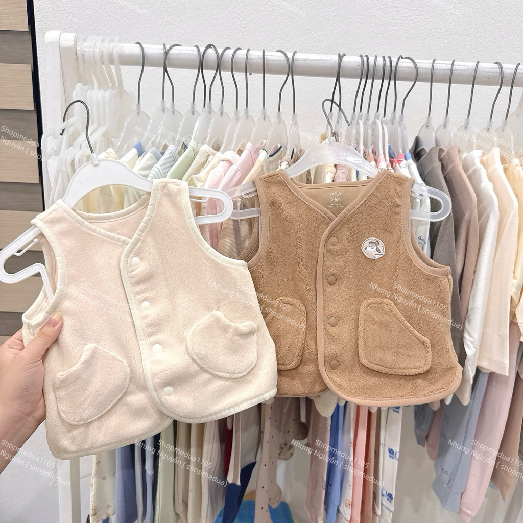 [ NOUS] Áo Khoác Gile Nous dáng ngắn Chất Liệu Nous Siêu Nhẹ Ấm Áp 6m-18m