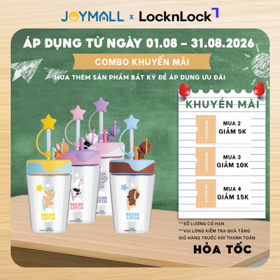 Ly nhựa LocknLock Dream Catcher 520ml ABF779, Hàng chính hãng, có nắp đậy, ống hút - JoyMall