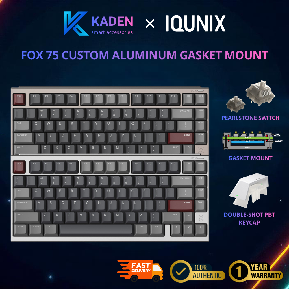 [CHÍNH HÃNG] Bàn Phím Cơ IQUNIX Fox75 Custom Aluminum 75% Gasket 3 Mode VIA Pearlstone