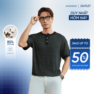 [DUY NHẤT 27.8] Áo thun nam HENLEY form Relaxed Fit, chất liệu dệt kim cao cấp, co dãn tốt, thoải mái mát mẻ - HUSSIO