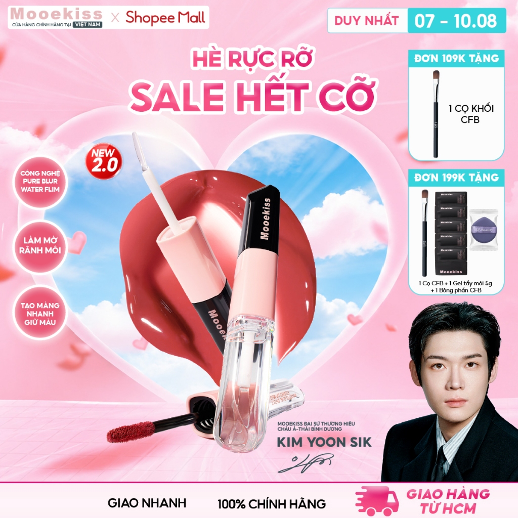 Son Hai Đầu Mooekiss W1 Đa Năng 2in1 Tích Hợp Chất Son Lì Mịn & Tint Bóng Căng Mọng (3.1g & 1.5g) [m]