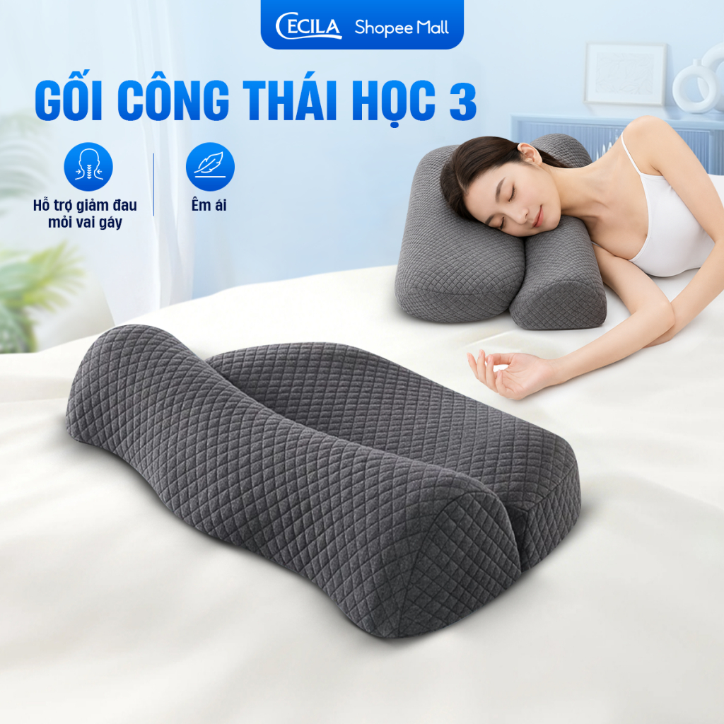 Gối công thái học CECILA Gối Nệm Y Tế thế hệ 2  giảm đau mỏi cổ vai gáy cho người thái hoá đốt sống 