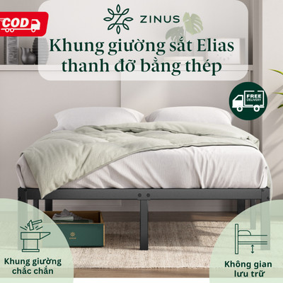 Giường Sắt Với Thanh Đỡ Bằng Thép -  Elias 14in metal platform bed frame