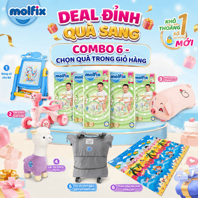 [CHỌN QUÀ TRONG GIỎ] Combo 6 Tã/bỉm quần Molfix Thiên nhiên Super Jumbo (CÓ MIX SIZE) M56/L52/XL46/XXL42 Cho Bé
