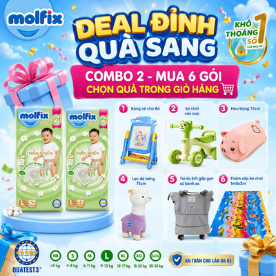 [Mua 6 gói_Chọn QUÀ trong giỏ hàng] Combo 2 Gói Tã quần Molfix Thiên nhiên Super Jumbo M56/L52/XL46/2XL42/Jumbo3XL