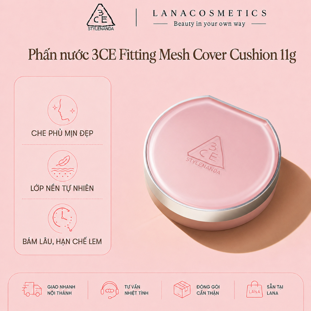 Phấn nước 3ce Fitting Mesh Cover Cushion 11g