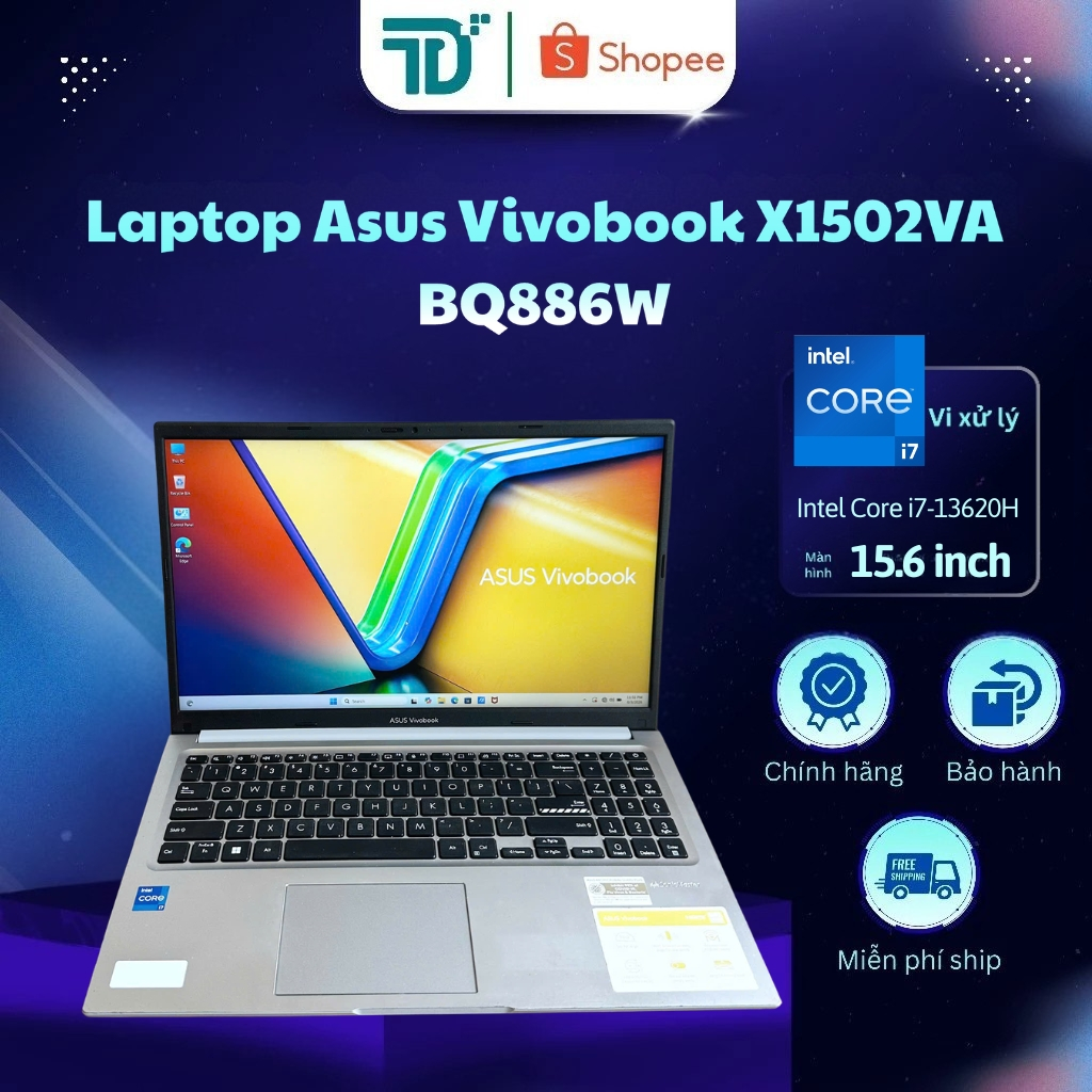 Laptop Asus Vivobook X1502VA-BQ886W i7-13620H/16GB/512GB/15.6" FHD/Win11 Bạc - Laptop 99%
