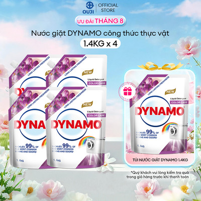 [COMBO GIẶT XẢ] Combo 4 Túi 1.4KG Nước Giặt DYNAMO  - Thơm lâu, mềm sợi vải, gốc tự nhiên