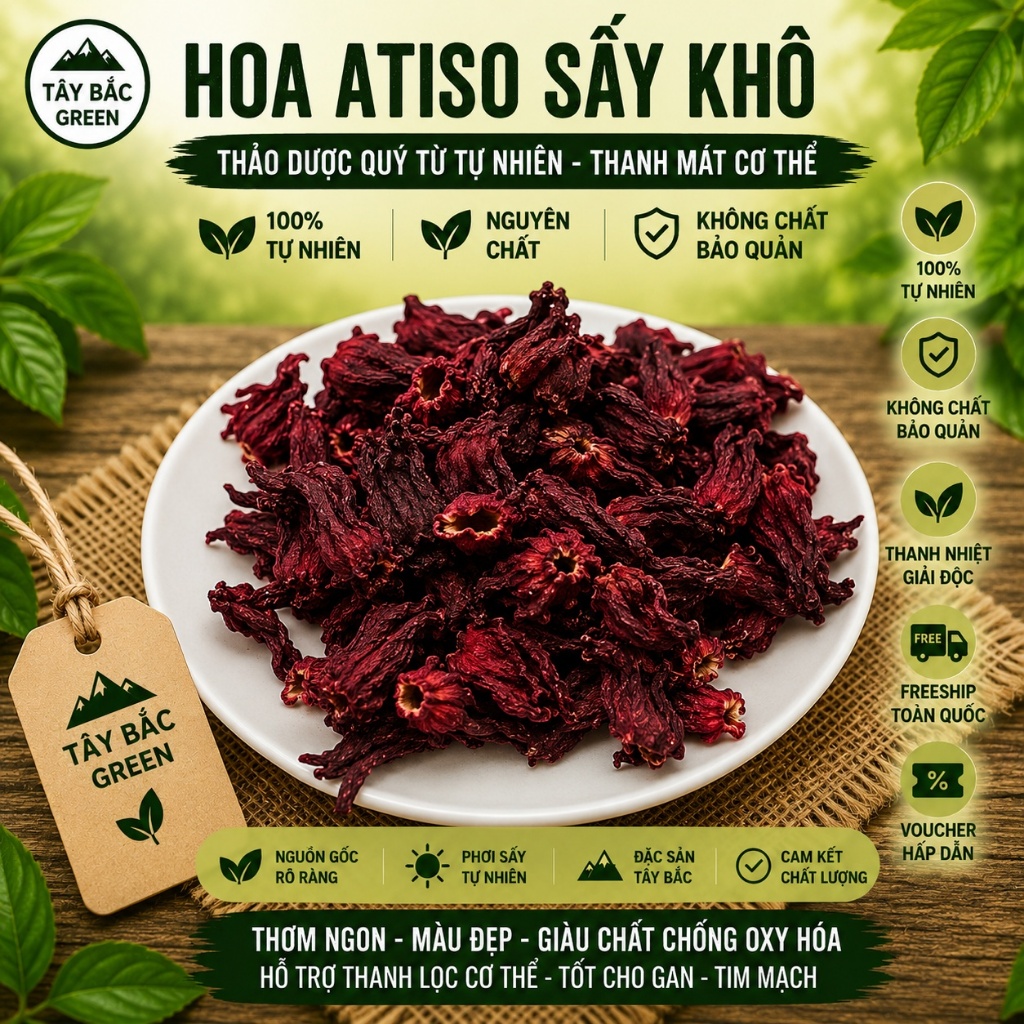 1KG Hoa Atiso Sấy Khô Tây Bắc Green | Hoa Atiso Khô Tự Nhiên, Dùng Pha Trà, Chọn Lọc