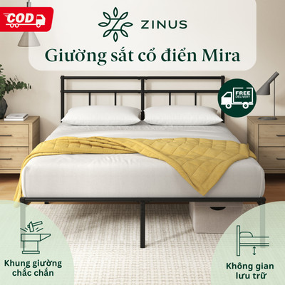 Giường Zinus Kim Loại Mira - Đệm khung giường
