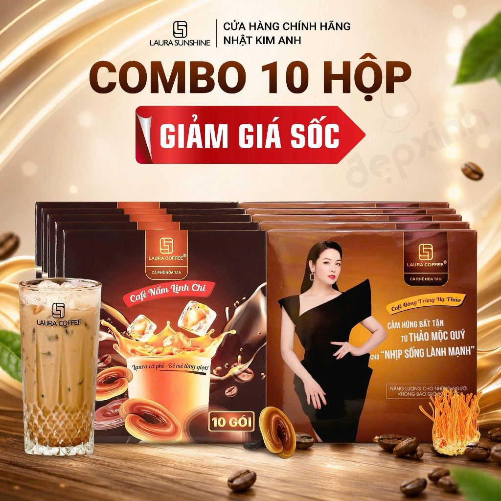[KOL][GIẢM GIÁ KHÔNG QUÀ] Combo 10 Hộp Cà Phê Laura Coffee (10 hộp x 10 gói)