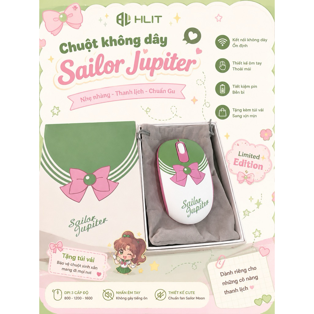 Chuột không dây Akko Smart 1 Wireless Mouse – Sailor Jupiter | Chính hãng Akko