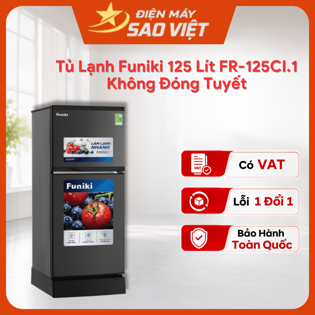Tủ Lạnh Funiki FR-125CI.1 120 Lít Không Đóng Tuyết Bảo Hành 24 Tháng Toàn Quốc Tại Nhà