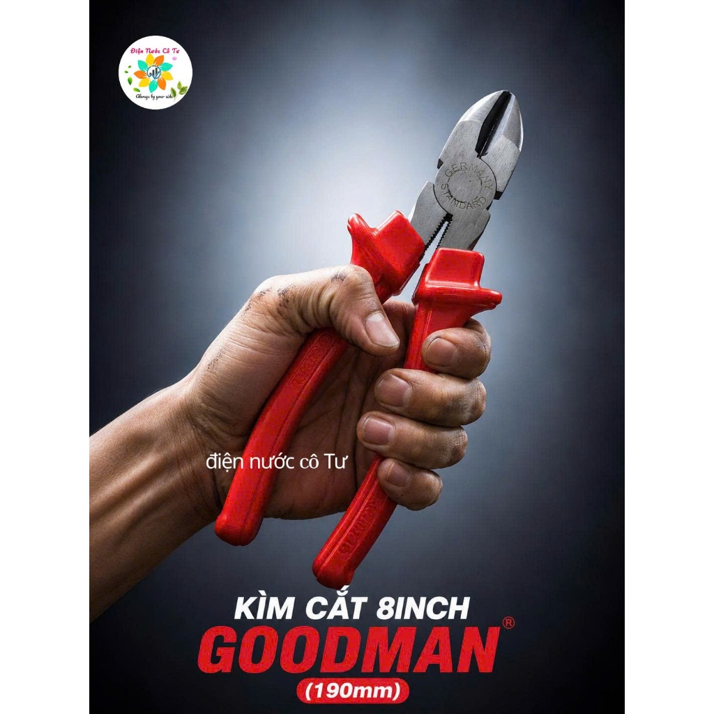 Kìm Cắt 8inch 190mm GOODMAN - Kìm cắt cho thợ điện, kìm cắt dây điện, kẽm, dây nhựa GOODMAN