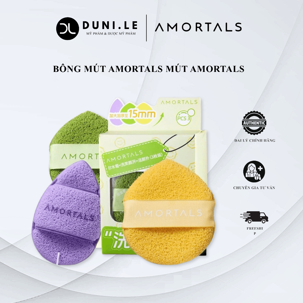 Bông mút rửa mặt bọt biển AMORTALS Mút Amortals hình giọt nước làm sạch da mặt | Duni Le Cosmetics