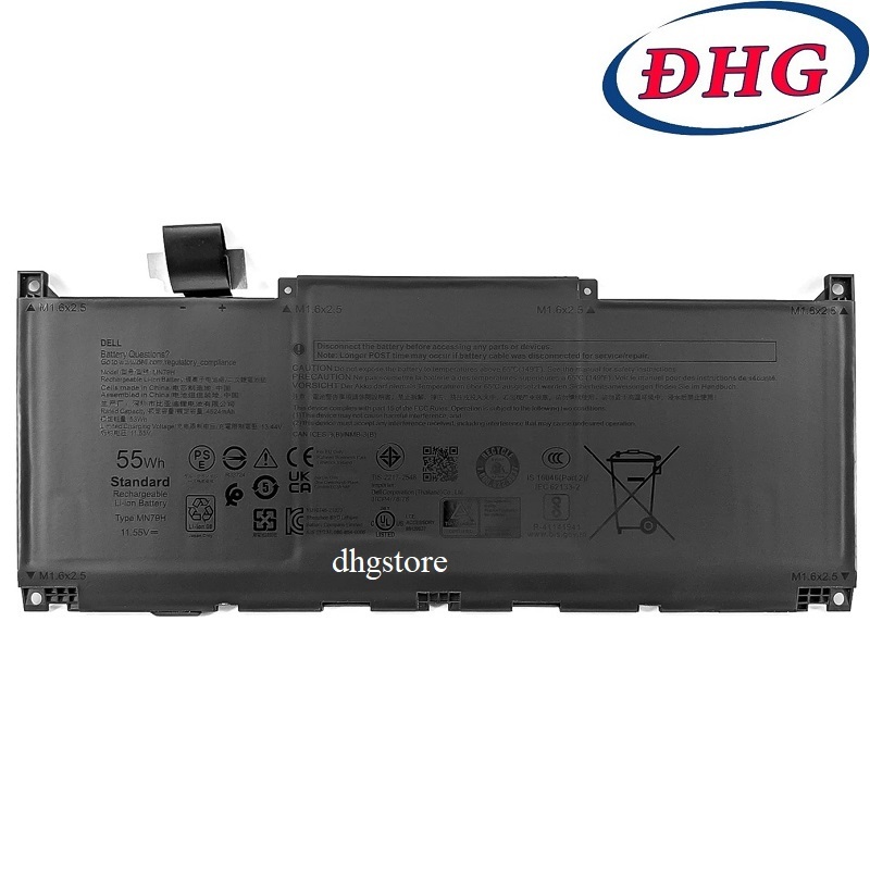 Pin laptop Dell XPS 13Plus 9320, XPS 9320, MN79H J7H5M 0J7H5M NXRKW 0NXRKW 0MN79H 55Wh