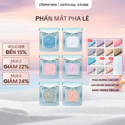 Phấn Mắt Đơn Sắc CHEERYEP Nhũ Ánh Kim Pha Lê Bắt Sáng Tốt Công Nghệ Phấn Nướng Cao Cấp Kèm Hộp Bạc
