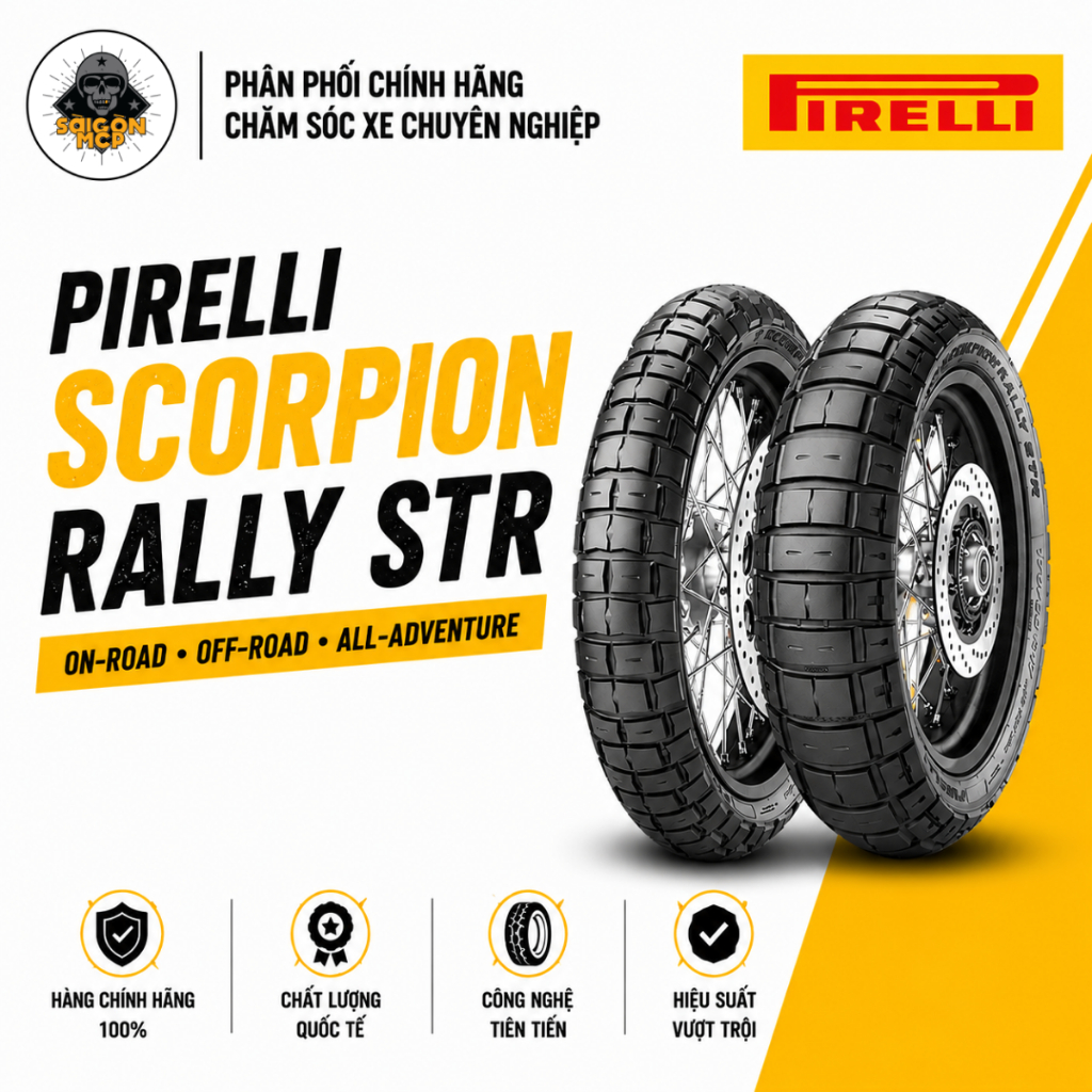 Vỏ Pirelli Scorpion Rally STR Đa Địa Hình Đủ size Cho Mô Tô Adventure Bám Đường Bền Bỉ Chính Hãng