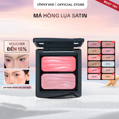 [KOL Live] Combo 2 Ô Má Hồng Satin CHEERYEP Tiệp Da Tự Nhiên Căng Bóng Sáng Da Không Lộ Phấn Kèm Hộp 2.2gx2