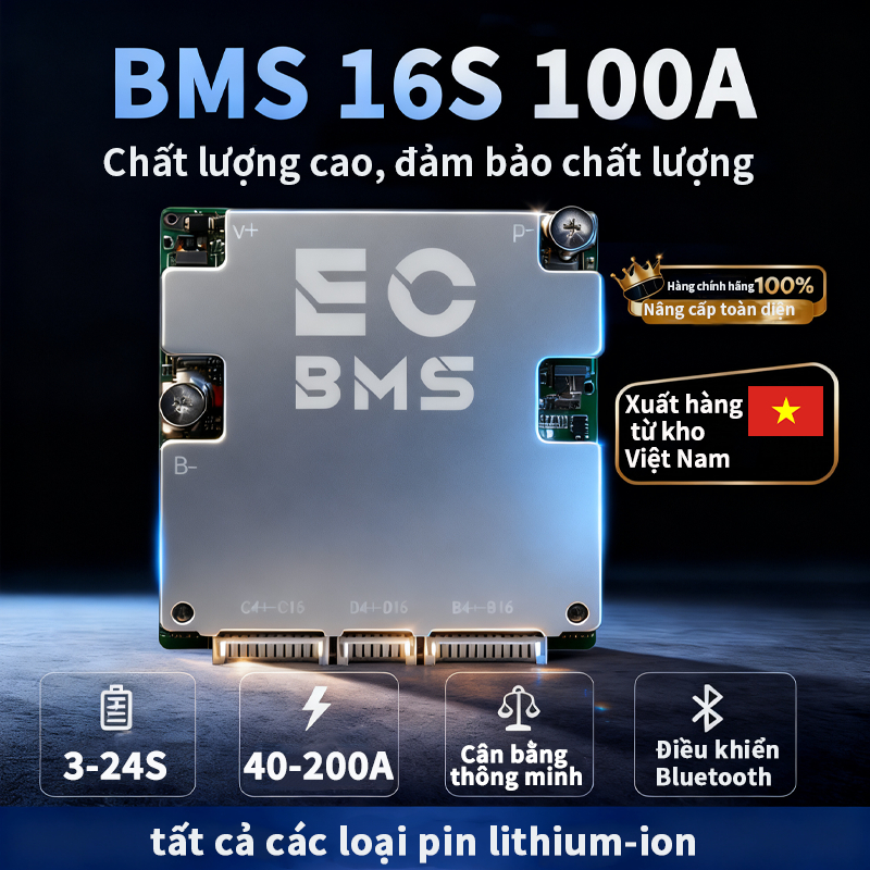 BMS LiFePO4 Power Central 12V 24V 36V 48V 40A 60A 100A, 4S 8S 12S 16S 3,2V, sản xuất bởi EC