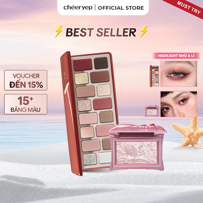 Combo Bảng Phấn Mắt 16 Ô Và Highlight Bắt Sáng CHEERYEP Phấn Mịn Lên Màu Chuẩn Hiệu Ứng Lì Và Nhũ