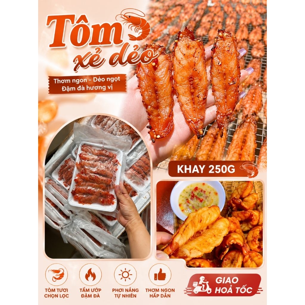 TÔM XẺ DẺO Khay 250g (giao hỏa tốc)