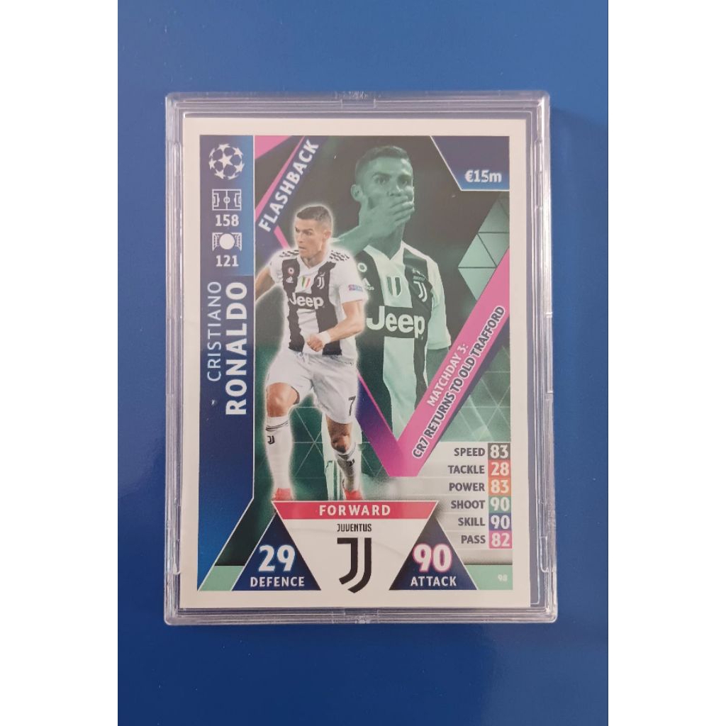 ( THẺ HIẾM CR7 JUVENTUS ) KÈM BOT VÀ ĐẾ TRƯNG TOPPS MATCH ATTAX LẺ