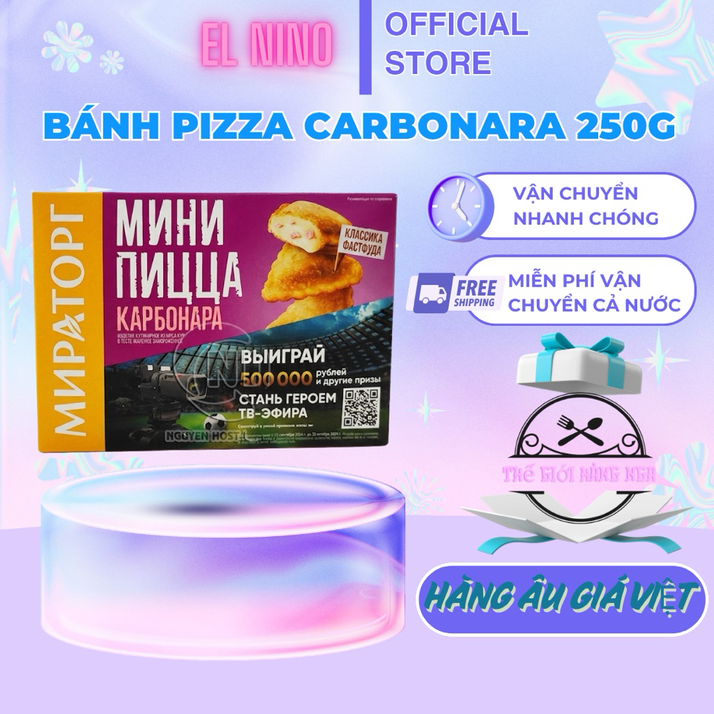 Pizza Mini MRT Vị Carbonara Nhân Thịt Nhập Khẩu Nga 250g - Bánh Pizza Cấp Đông Đông Lạnh