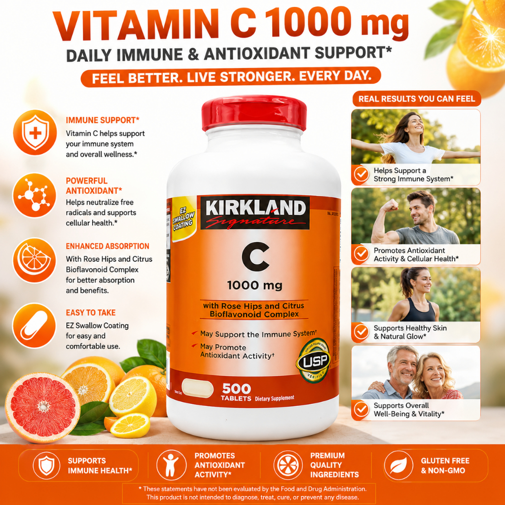Vitamin C 1000mg Kirkland Signature 500 viên
