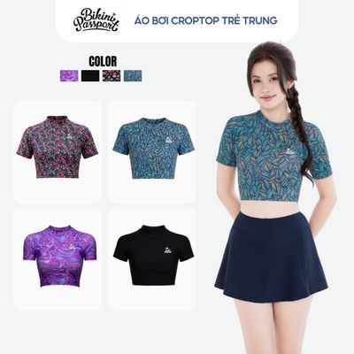 Áo bơi kín nữ croptop trẻ trung đi du lịch - Bikini Passport - BSV240_X