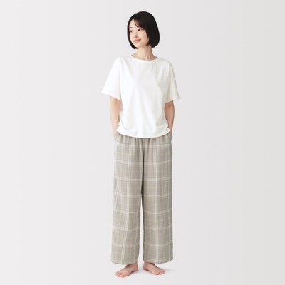 [26AW] MUJI Bộ Mặc Nhà Vải Xô 2 Lớp Tay Ngắn - Nữ