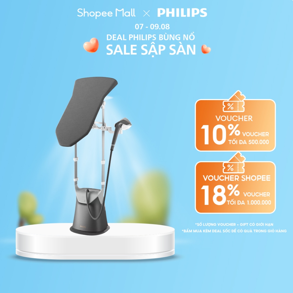 Bàn Ủi Hơi Nước Đứng Cao Cấp Philips GC628/80 All in one 8000 series | OptimalTemp|2400W