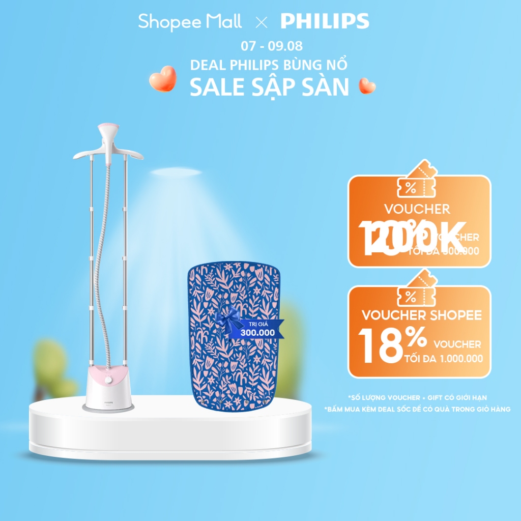 Bàn ủi hơi nước đứng Philips GC485/49 - Công suất 1800W, dung lượng bình chứa 1400ml