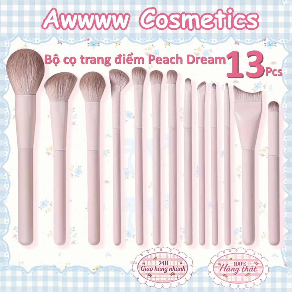 13 Chiếc Hồng Bộ Cọ Trang Điểm Chuyên Nghiệp Phấn Mắt Blush Kem Nền Mềm Mỹ Phẩm Bàn Chải Bộ