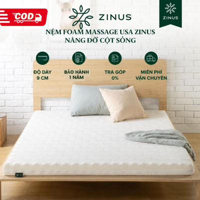 Nệm Foam Massage Zinus 9cm - Nâng Đỡ Cột Sống, Giảm Nhức Mỏi Toàn Thân & Thoáng Khí