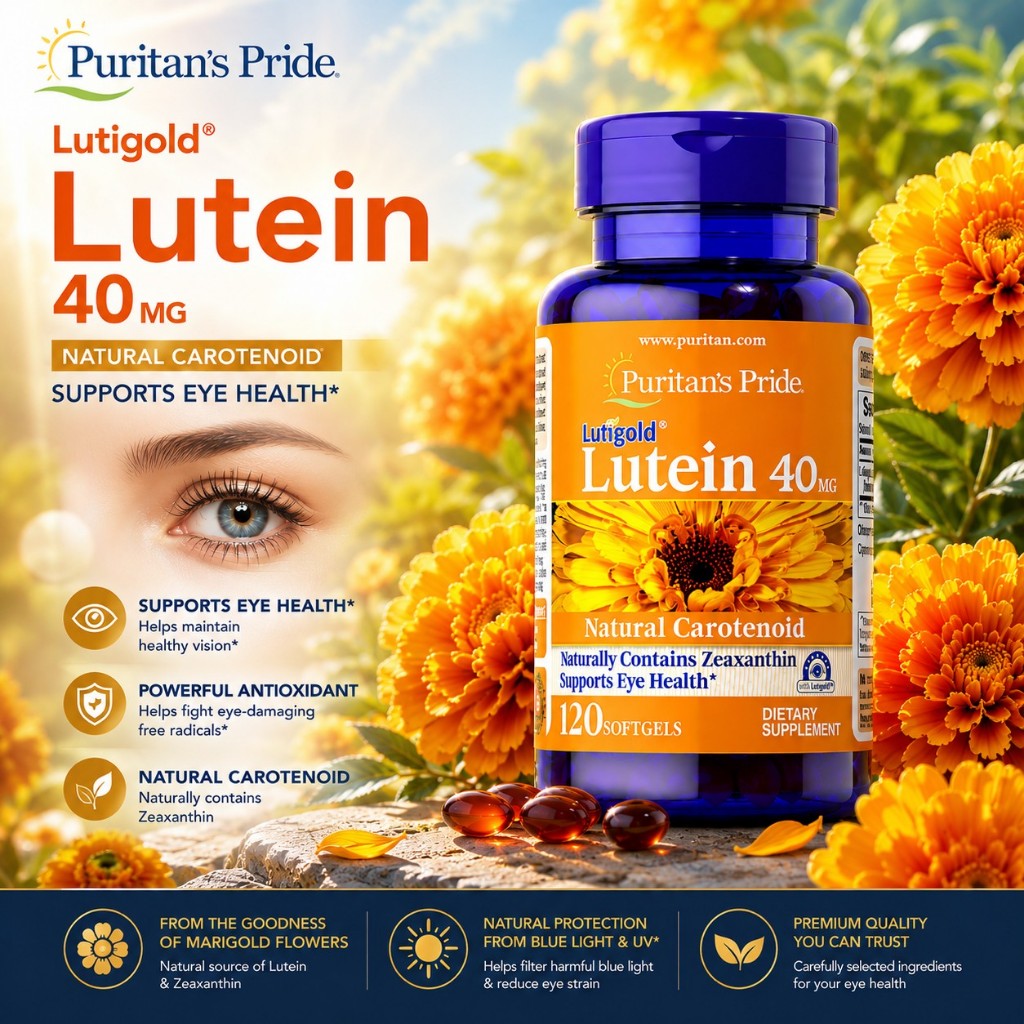 [Hàng Mỹ]Viên uống bổ mắt Lutein with Zeaxanthin Puritan's Pride viên nang mềm 40mg 120 viên