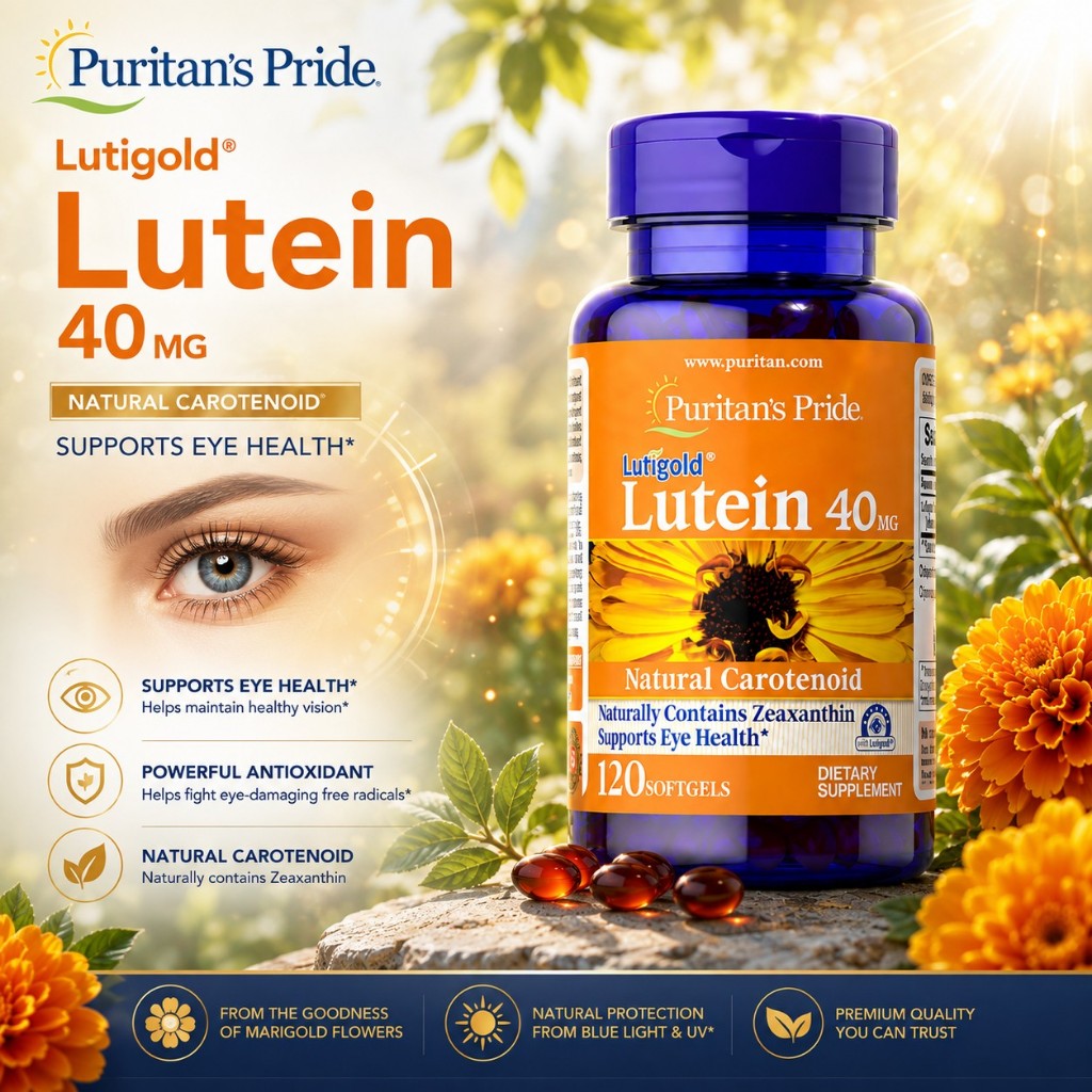 [Hàng Mỹ]Viên uống bổ mắt Lutein with Zeaxanthin Puritan's Pride viên nang mềm 40mg 120 viên