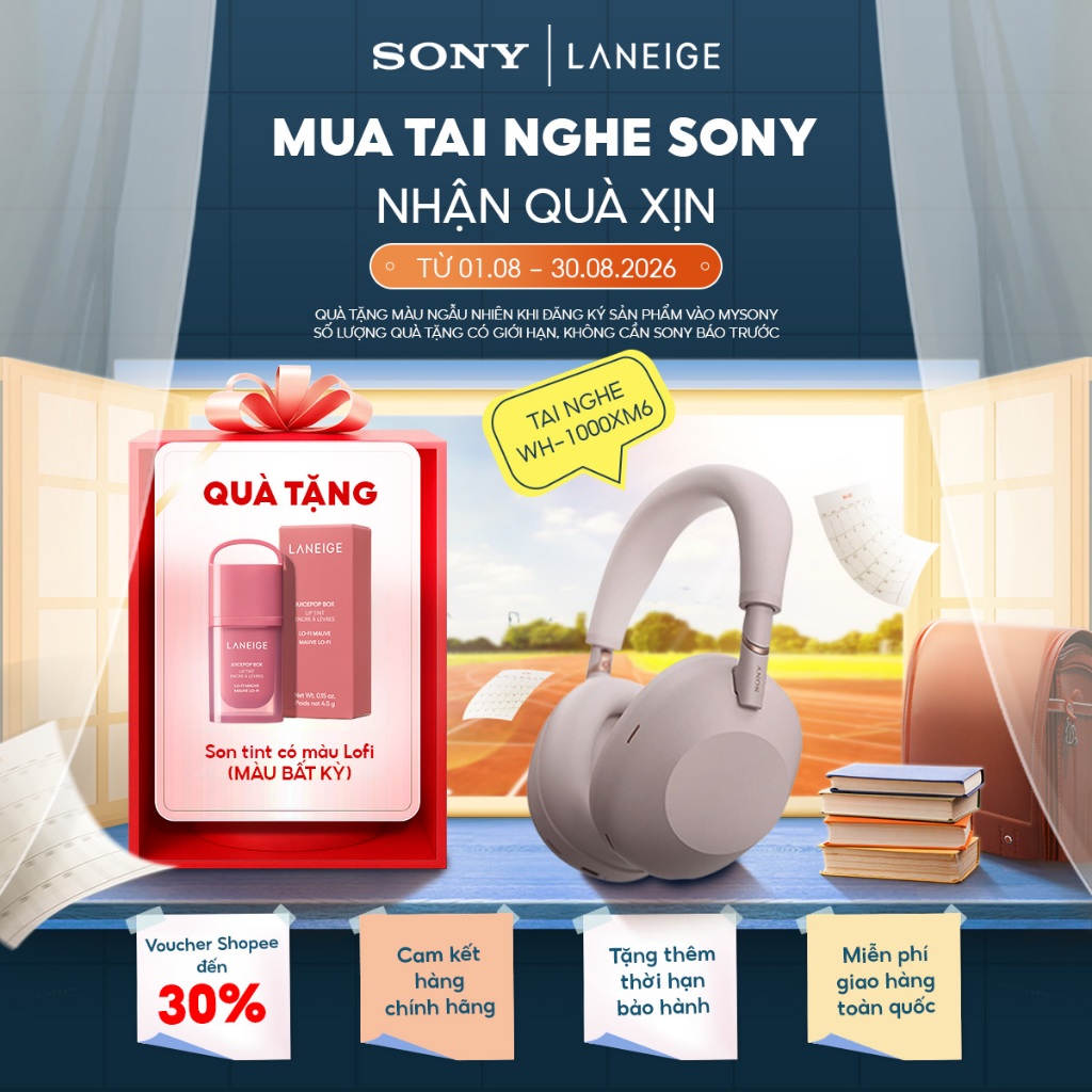 Tai nghe bluetooth chụp tai Sony WH-1000XM6 Model mới, chống ồn hàng đầu, gập gọn tiện lợi, Bass mạnh